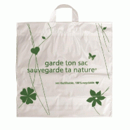Sac plastique recyclé à poignées souples 45x22x45 -par 200 Sac plastique recyclé à poignées souples 45x22x45 -par 200