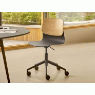 Siège de bureau Klik - coque polypropylène 6 coloris - dossier bois massif de chêne - piètement pyramidale 5 branches 2 coloris Siège de bureau Klik - coque polypropylène 6 coloris - dossier bois massif de chêne - piètement pyramidale 5 branches 2 coloris