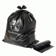 Sophissac Sac poubelle noir 150L 63 microns 90x115 cm – 100 sacs - noir A1A130