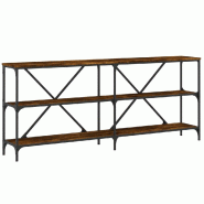 Table console chêne fumé 180x30x75 cm bois d'ingénierie et fer Modèle Orion Signature - 832855
