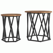 VidaXL Table basse 2 pcs Bois Ancien Bois d'ingénierie et acier Modèle Terra Métal - 868265