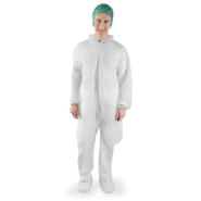 50 blouses blanches CE à usage unique, sans poches, fermeture zip - BLSNTSEBC-IM01/Z_0