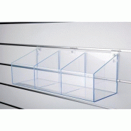 Bac 3 compartiments - 590x213x200mm - Transparent en polystyrène 3mm avec fixation