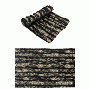 Chemin de table fourrure noire stries dorées 28cm x 3m