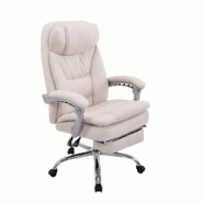 CLP Fauteuil de bureau Troy en tissu avec repose-pieds Crème - beige textile 191696904 CLP Fauteuil de bureau Troy en tissu avec repose-pieds Crème - beige textile 191696904