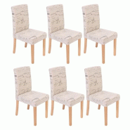 Décoshop26 - Lot de 6 chaises de salle à manger en tissu crème imprimé pieds clairs CDS04229 - 3000069120388