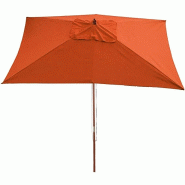 Décoshop26 - Parasol de jardin 2x3m polyester/bois 6kg terracotta 04_0003819 - Bois massif 3000527332698