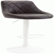 Décoshop26 - Tabouret de bar en synthétique marron pivotant avec repose-pieds métal blanc coutures décoratives TDB10590 - marron métal 3000412869605