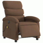 Fauteuil inclinable de massage électrique marron tissu Modèle Servella - 8721012164581