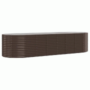 Helloshop26 - Lit surélevé de jardin ovale 322 x 100 x 68 cm spacieux résistant aux intempéries décoratif en acier galvanisé marron 02_0046590 -