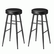 Helloshop26 - Tabouret de bar lot de 2 chaise de cuisine siège haut en PU avec coutures hauteur assise 63 cm pour cuisine bar à 12_0005188 - 3000222