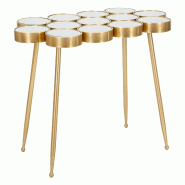 Mauro Ferretti Table Basse Buttle Glam 100 X 55 X 70 Cm - Table En Métal Doré Avec Plateau Circulaire En Verre Miroir - Design Moderne Exclusif - do
