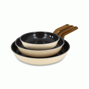 Menastyl - Lot 3 poêles praticook 20/24/28cm en acier carbone - 3256391059517