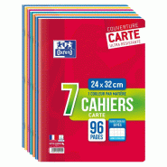 Oxford Lot de 5 Lot de 7 cahiers Color Life piqué 24x32, 96p./48 feuilles 90g/m², Seyès, coloris assortis (7) - 3020120024202