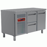 Pack table travail inox frigorifique gaz r290 : 2 portes avec 2 tir... - PMR2/R2_MC1/2-TP