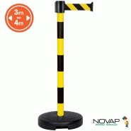 Poteau PVC Jaune/Noir à sangle Jaune/Noir sur socle 9kg à lester - Novap Poteau PVC Jaune/Noir à sangle Jaune/Noir sur socle 9kg à lester - Novap