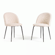 RATTATAN Lot de 2 chaises en velours côtelé large avec pieds en métal, design élégant, pour salle à manger, cuisine, bar, restaurants Sara - Beu