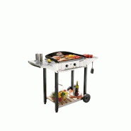 Roller Grill Ensemble chariot et plancha électrique acier émaillé 2 zones avec livre de recettes EPC 600 E - gris acier EPC 600 E