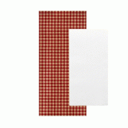 Serviette airlaid blanche 40x32cm emballé/sachet vichy rouge 11x25cm par 300