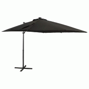 VidaXL Parasol de jardin en porte-à-faux et mât et lumières LED noir Modèle Atlas Luna Plus - noir 312324