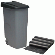 WellHome - Conteneur à Déchets Ouvert 110L avec 30 Sacs poubelle, Couleur Noire - noir plastique PK4649