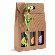 Boîte 3 bouteilles en carton micro-cannelures 27x9x41cm - écru - paquet de 10 - montage facile