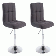 CLP Lot de 2 chaises lounge Palma V2 en tissu Noir - noir textile 305181