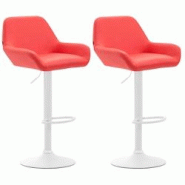 CLP Lot de 2 tabourets de bar Braga en Similicuir Rouge/Blanc - rouge polyester 316083 CLP Lot de 2 tabourets de bar Braga en Similicuir Rouge/Blanc - rouge polyester 316083