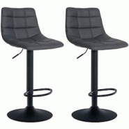 CLP Lot de 2 tabourets de bar Jerry en similicuir Gris/Noir - gris polyester 323203 CLP Lot de 2 tabourets de bar Jerry en similicuir Gris/Noir - gris polyester 323203