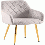 Décoshop26 - Chaise de salle à manger x1 en velours gris avec coutures décoratives en losange chic et contemporain 10_0007831 - gris 3000266327726