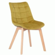 Décoshop26 - Chaise de salle à manger x1 rembourrage généreux en velours jaune piètement en bois 10_0002082 - jaune 3000250832489 Décoshop26 - Chaise de salle à manger x1 rembourrage généreux en velours jaune piètement en bois 10_0002082 - jaune 3000250832489