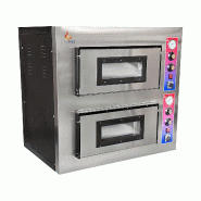 Gasfrit – Four à pizza électrique à 2 compartiments, 4+4 pizzas Ø 26 cm, avec sole en pierre réfractaire  | Température max 500 °C - gris ino