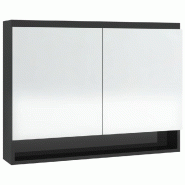 Helloshop26 - Armoire à miroir de salle de bain 80 x 15 x 60 cm MDF noir brillant 02_0006714 - 3000366747769