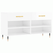 Helloshop26 - Banc à chaussures bottes commode étagère meuble entrée rangement brillant 102 x 35 x 55 cm bois d'ingénierie blanc 02_0022895 - bla