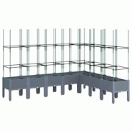 Helloshop26 - Jardinière bac lit surélevé plantes fleurs terrasse jardin avec treillis 200 x 160 x 142,5 cm PP gris 02_0038279 - 3000214161600 Helloshop26 - Jardinière bac lit surélevé plantes fleurs terrasse jardin avec treillis 200 x 160 x 142,5 cm PP gris 02_0038279 - 3000214161600