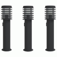Helloshop26 - Lampadaires d'extérieur avec sortie 3 pcs acier inoxydable noir 02_0042573 - noir Polycarbonate 3000218195229
