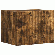 Helloshop26 - Meuble TV mural moderne minimaliste 60 x 31 x 29 cm avec étagères pratiques en bois d'ingénierie chêne fumé 02_0054879 - Bois massi