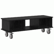 Helloshop26 - Meuble TV rectangulaire pratique rangement intégré 100 x 35 x 35 cm en bois d'ingénierie chêne noir 02_0054732 - noir Bois massif 30