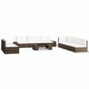 Helloshop26 - Salon de jardin meuble d'extérieur ensemble de mobilier 9 pièces résine tressée marron 02_0018280 - 3002421632690 Helloshop26 - Salon de jardin meuble d'extérieur ensemble de mobilier 9 pièces résine tressée marron 02_0018280 - 3002421632690