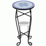 Helloshop26 - Table d'appoint mosaïque décorative jardin balcon 30 x 60 cm robuste élégante en céramique bleu 02_0045845 - bleu Bois massif 30002