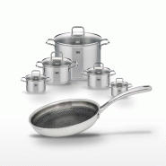 Lot de 5 Faitouts Elo Relief Evolution et Poêle 28 cm - gris inox 3176239958416