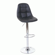 Mendler Tabouret de bar HWC-A67, chaise de bar tabouret de comptoir ~ noir similicuir, pied chrome - noir matière synthétique 74299
