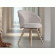 Fauteuil en tissu bouclé avec pieds en bois de chêne Neo Mobitec Fauteuil en tissu bouclé avec pieds en bois de chêne Neo Mobitec