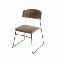 Mundo - Chaise empilable en simili cuir cognac