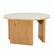 Oviala Business Table basse effet bois ronde diam 80 cm bois clair - beige Bois massif 114534 Oviala Business Table basse effet bois ronde diam 80 cm bois clair - beige Bois massif 114534