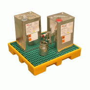 Plateforme de rétention PE avec caillebotis amovible - hauteur 115 mm - volume 35 L - charge 400 kg - fabrication française