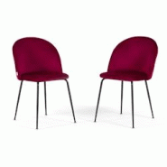 RATTATAN Lot de 2 chaises en velours avec pieds en métal, design élégant pour cuisine, salle à manger, bar ou restaurant – Sara – Amarena/Gris RATTATAN Lot de 2 chaises en velours avec pieds en métal, design élégant pour cuisine, salle à manger, bar ou restaurant – Sara – Amarena/Gris