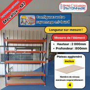 Rayonnage mi-lourd M7 -Plateau bois- Hauteur 2000 mm - Longueur à configurer Rayonnage mi-lourd M7 -Plateau bois- Hauteur 2000 mm - Longueur à configurer