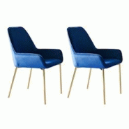 SalesFever Ensemble de 2 chaises rembourrées | Fauteuil aspect velours | Cadre en métal doré | L 56 x P 54 x H 90 cm | bleu - bleu multi-matériau SalesFever Ensemble de 2 chaises rembourrées | Fauteuil aspect velours | Cadre en métal doré | L 56 x P 54 x H 90 cm | bleu - bleu multi-matériau