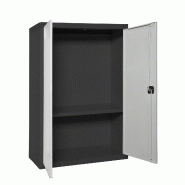 SimonRack Armoire à dossiers, armoire polyvalente, armoire de rangement en acier, 1 niveau, portes doubles, serrure - Simonlocker - noir métal 84254